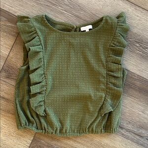 GB Girls Olive Ruffled Blouse